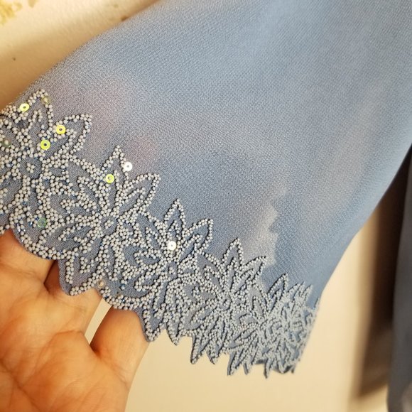 Nina Lee Ladies Blouse with Matching Sheer Jacket 3X Blue Gray - Picture 3 of 14